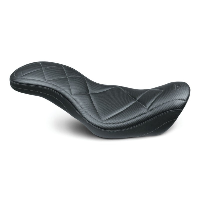 Mustang 14-17 Harley Fat Bob Super Tripper 1PC Seat Carbon – Black