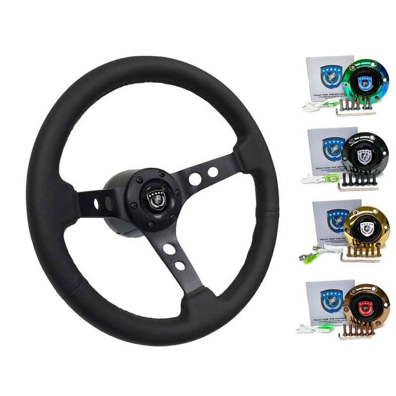 1990+ Nissan 200SX Steering Wheel Kit | Black Leather | ST3094BLK