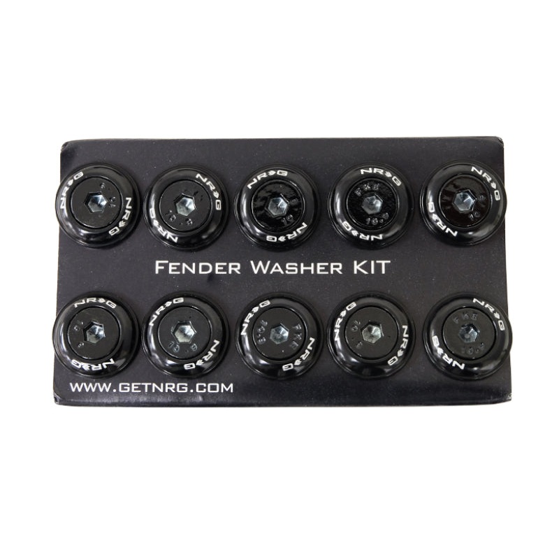 NRG Fender Washer Kit w/Color Matched M6 Bolt Rivets For Plastic (Black) – Set of 10