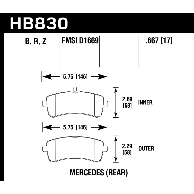 Hawk 13-16 Mercedes-Benz SL63 AMG/SL65 AMG Perfromance Ceramic Street Rear Brake Pads