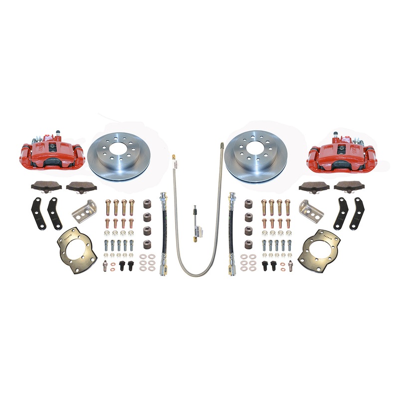 New Direct Fit Rear Drum to Disc Brake Conversion Kit W/Rotors. Red A136-1R