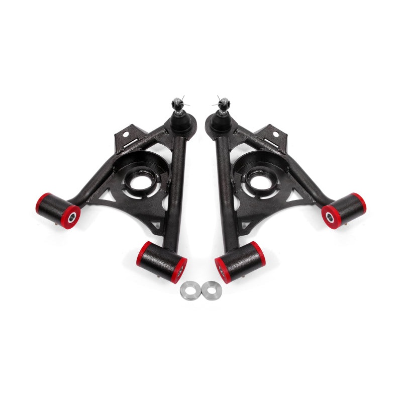 BMR 79-93 Fox Mustang Non-Adj Lower A-Arms Standard Ball Joint Spring Pocket – Black Hammertone