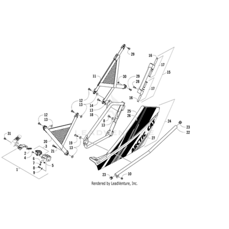 Rear Door-W/Decals-Bm-Left (Inc. 25-27) by Arctic Cat