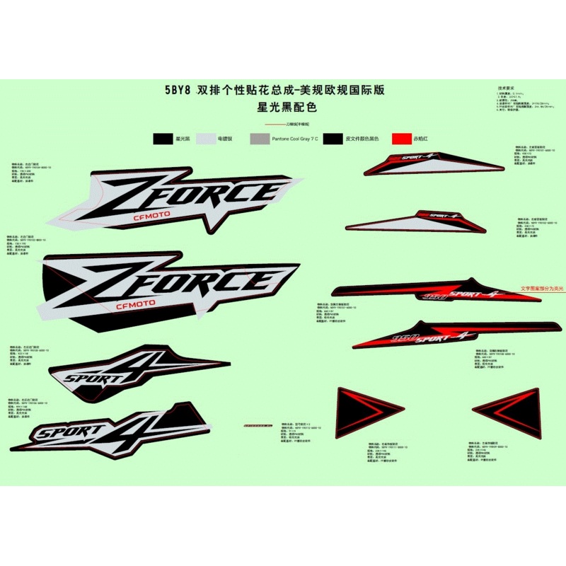 Decal RH Top Cover Nebula Black by CF Moto