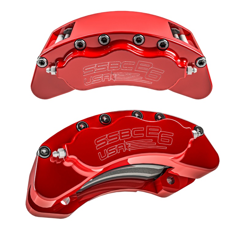 American Made B6-Brawler Direct Fit Billet Aluminum Rear Caliper Upgrade Kit. Red A414-21R