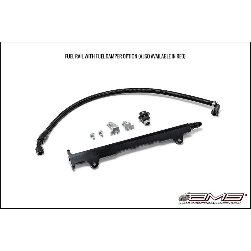 AMS Performance 08-15 Mitsubishi EVO X CNC Machined Aluminum Fuel Rail w/Pulsation Dampener – Black