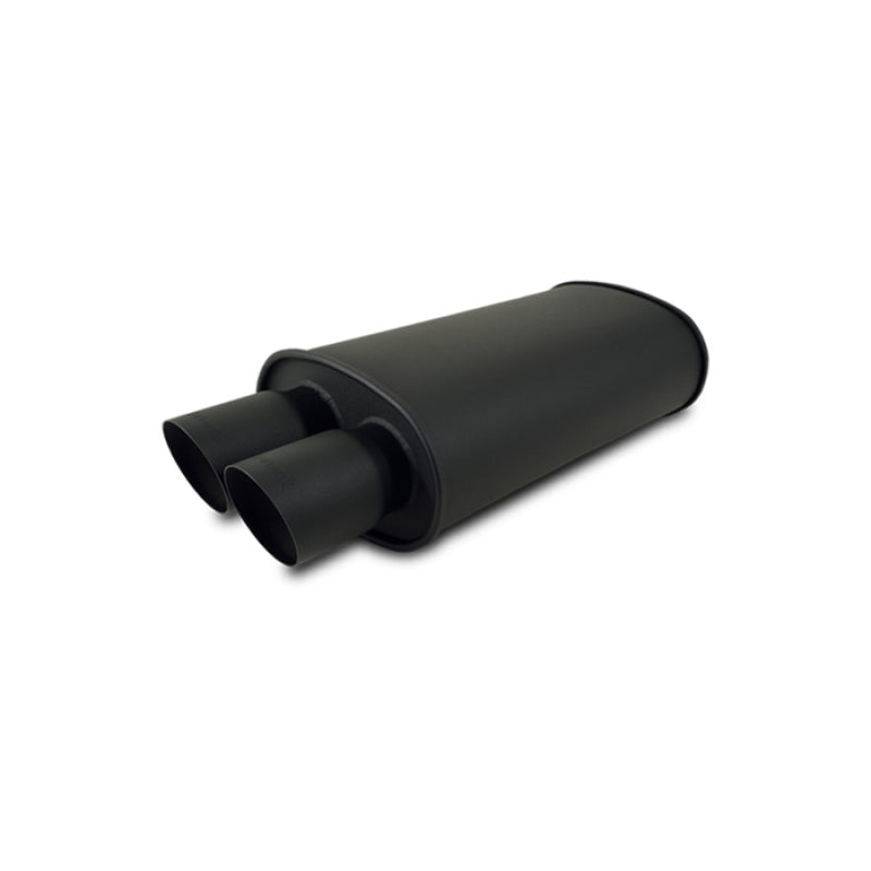 Vibrant StreetPower FLAT BLACK Oval Muffler with Dual 3in Outlet – 3in inlet I.D.