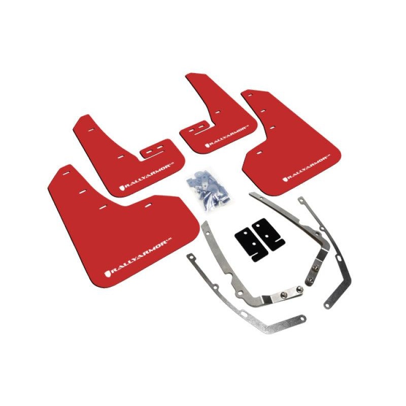 Rally Armor 15-21 VW Golf/GTI/TSI Red UR Mud Flap w/ White Logo
