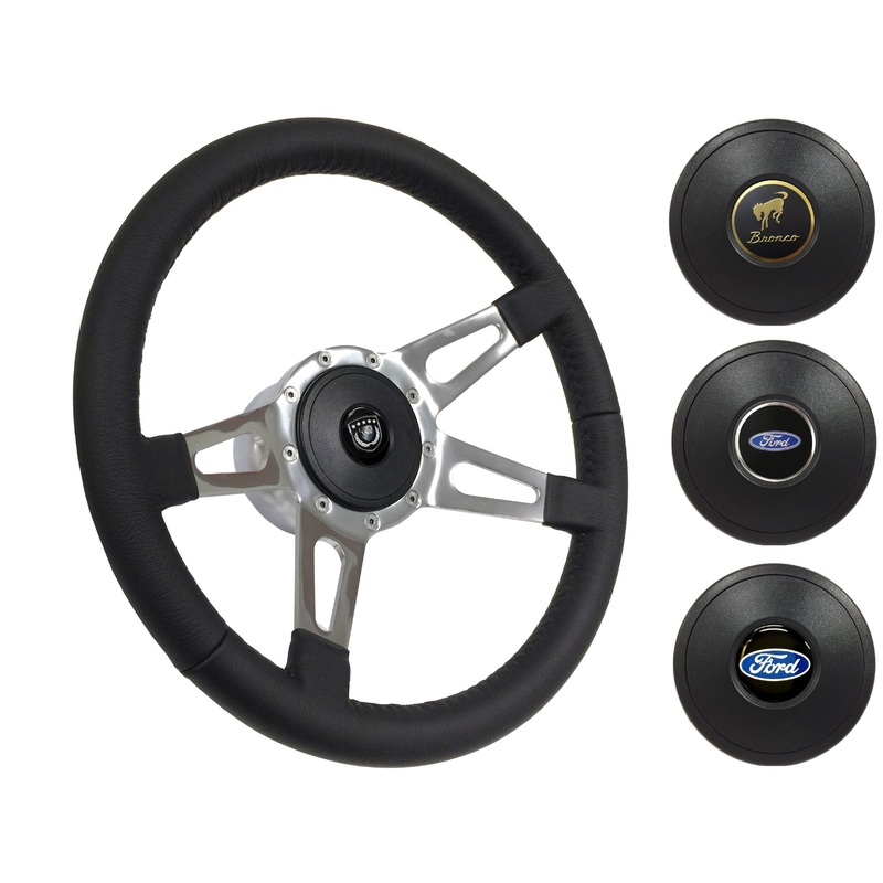 1975-77 Ford Bronco Steering Wheel Kit | Black Leather | ST3070
