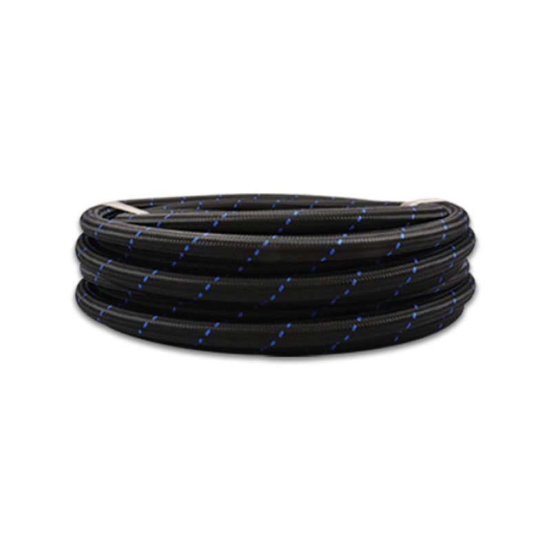 Vibrant -4 AN Two-Tone Black/Blue Nylon Braided Flex Hose (5 foot roll)