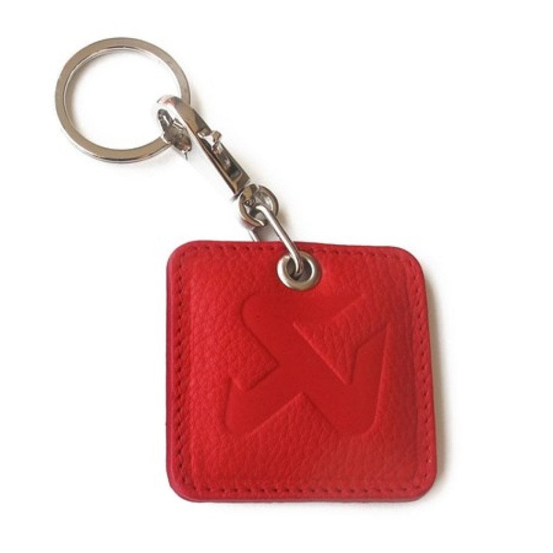 Akrapovic Square Leather Keychain – red