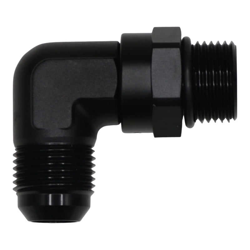 DeatschWerks 10AN ORB Male Swivel to 10AN Male Flare 90-Degree Fitting – Anodized Matte Black