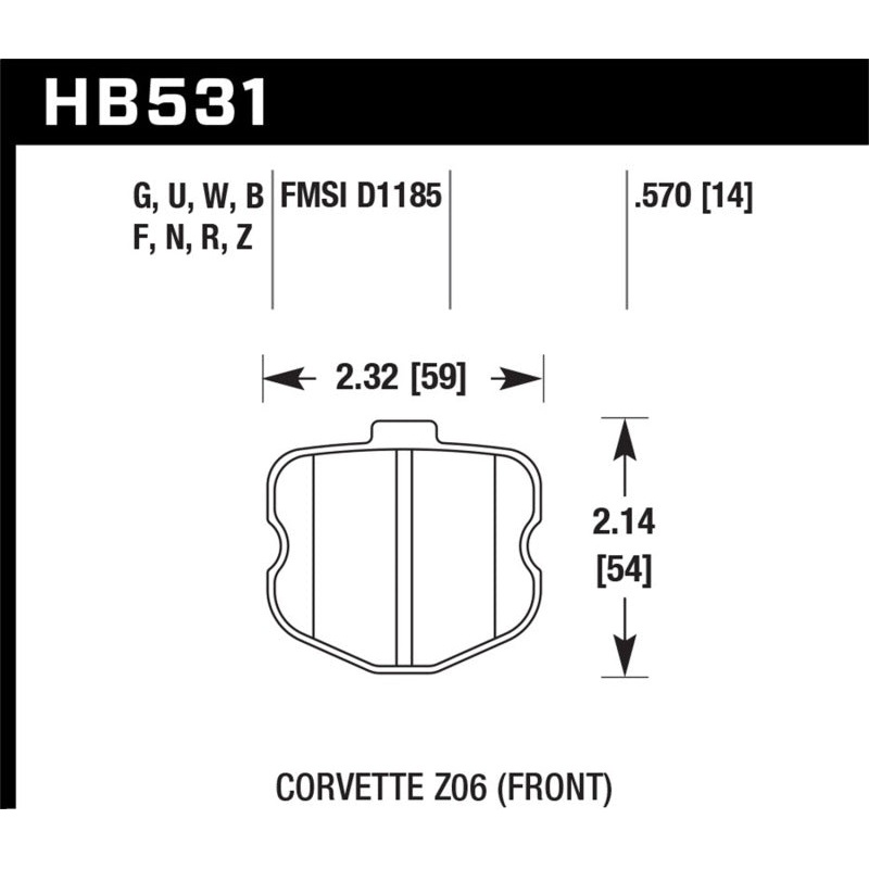 Hawk 06-10 Chevy Corvette (OEM Pad Design) Front HP+ Sreet Brake Pads