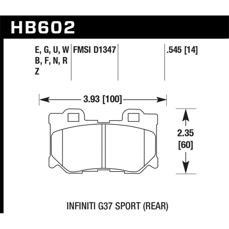 Hawk Infiniti G37 Sport HP+ Street Rear Brake Pads