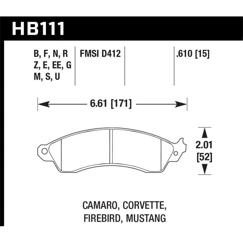 Hawk 94-04 Mustang Cobra / 88-95 Corvette 5.7L / 88-92 Camaro w/ Hvy Duty Brakes Front HPS Street Br