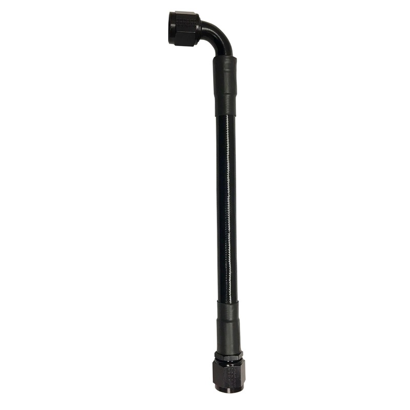 Fragola -6AN Ext Black PTFE Hose Assembly Straight x 90 Degree 12in