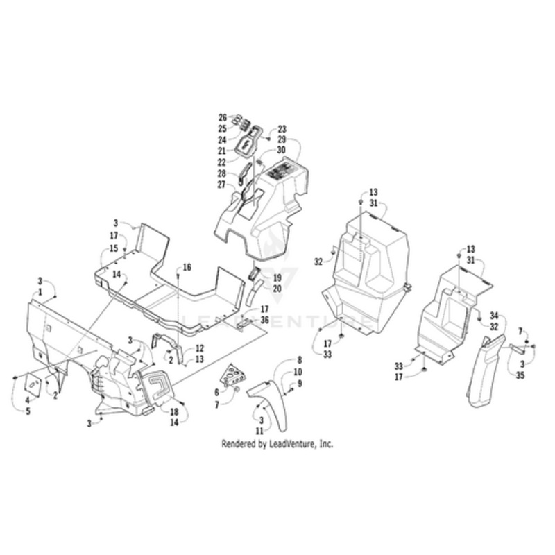 Rear Fender – Lower – Right Cat Green by Arctic Cat