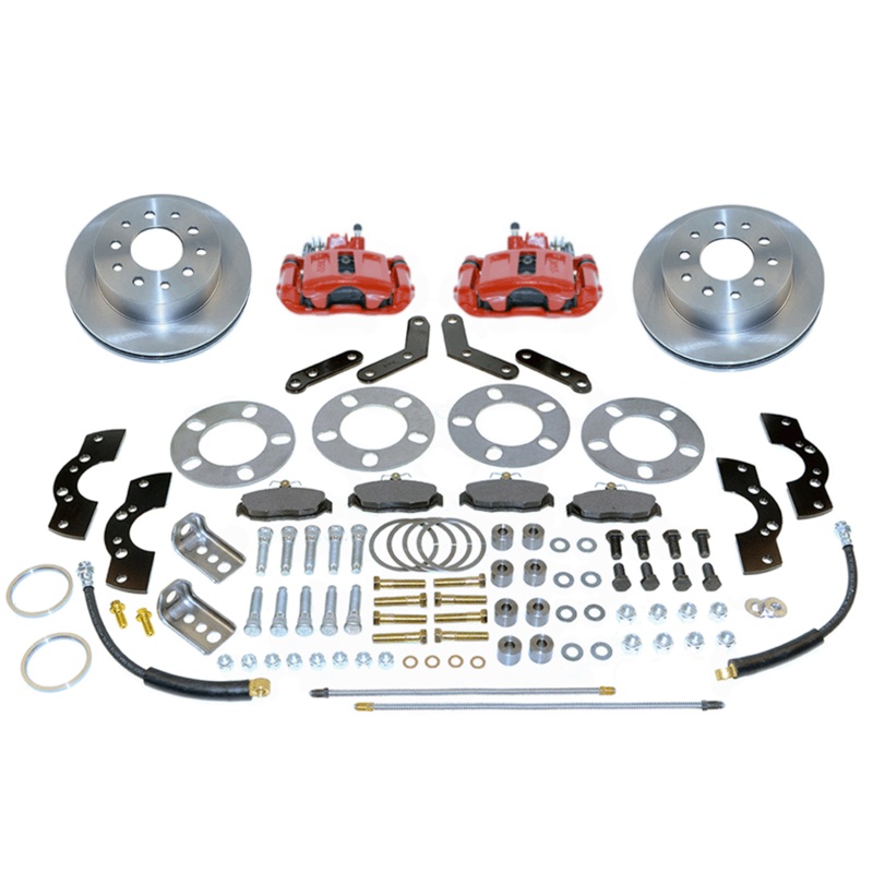 New Direct Fit Rear Drum to Disc Brake Conversion Kit W/Rotors. Red A110-2R