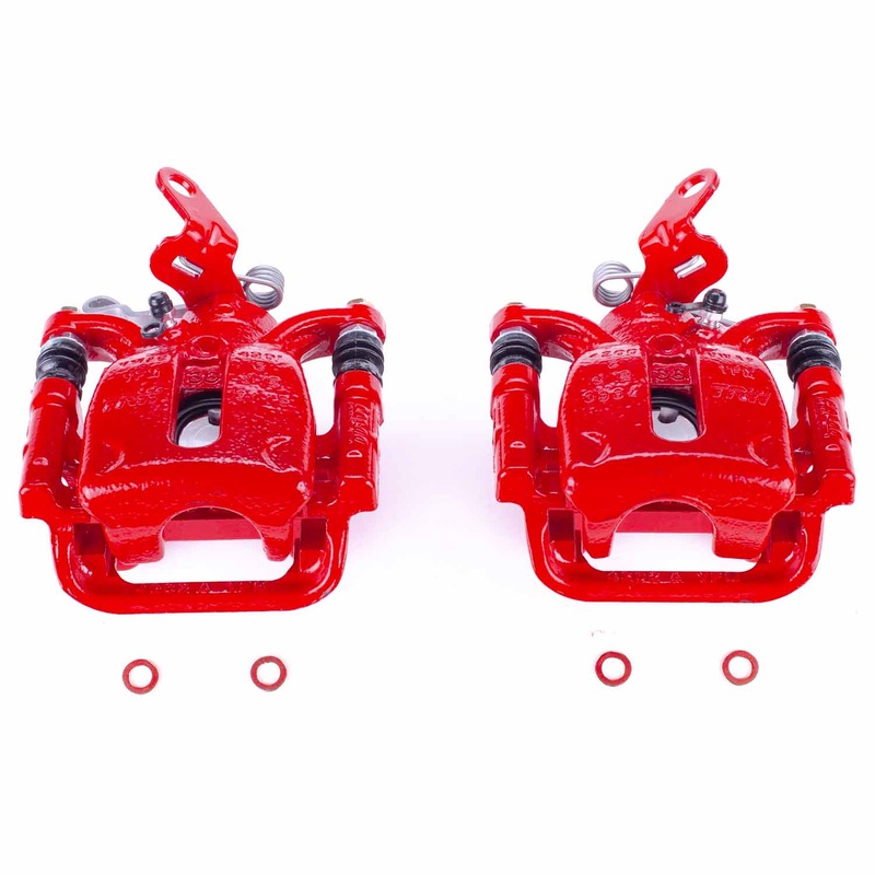 Power Stop Rear Red Calipers w/Brackets – Pair | 2015-2021 Volkswagen Golf (S7272)