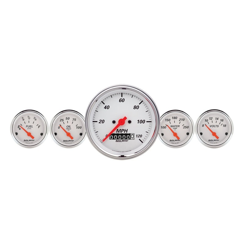 Autometer Arctic White 3-3/8in Electric Speedometer with Wheel Odometer/ 2-1/16in Oil Pressure Universal | 1340