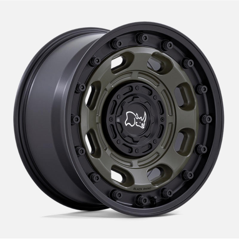 16×8.0 Black Rhino Atlas Olive Drab Green w/ Black Lip
