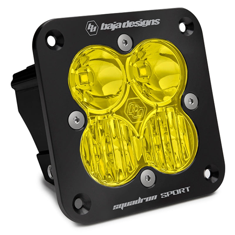 Baja Designs Squadron Sport Driving/Combo Pattern Flush Mount Black LED Light Pod – Amber