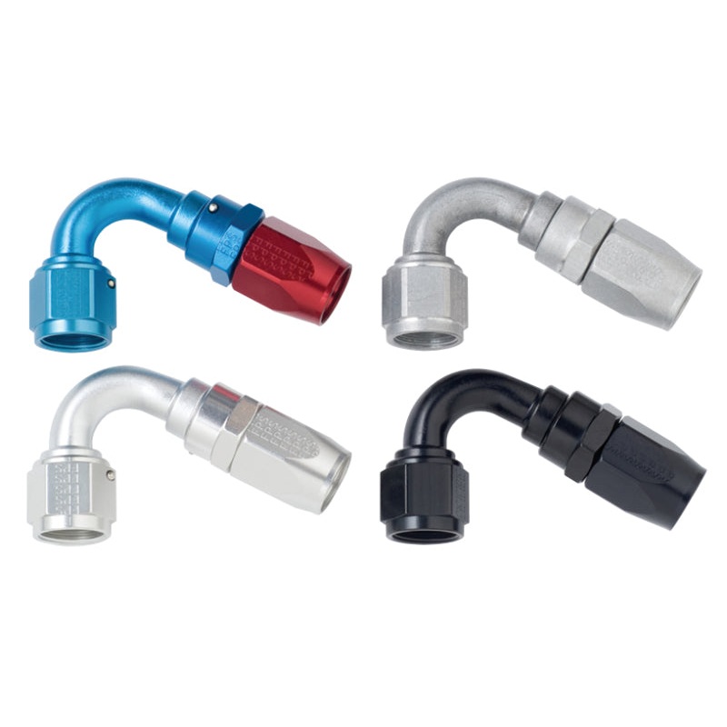 Fragola -16AN x 120 Degree Power Flow Hose End – Blue/Red
