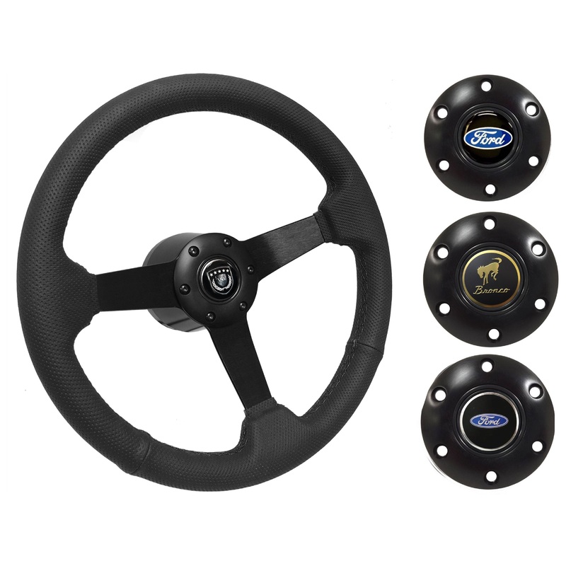 1966-72 Ford Bronco Steering Wheel Kit | Perforated Black Leather | ST3602BLK
