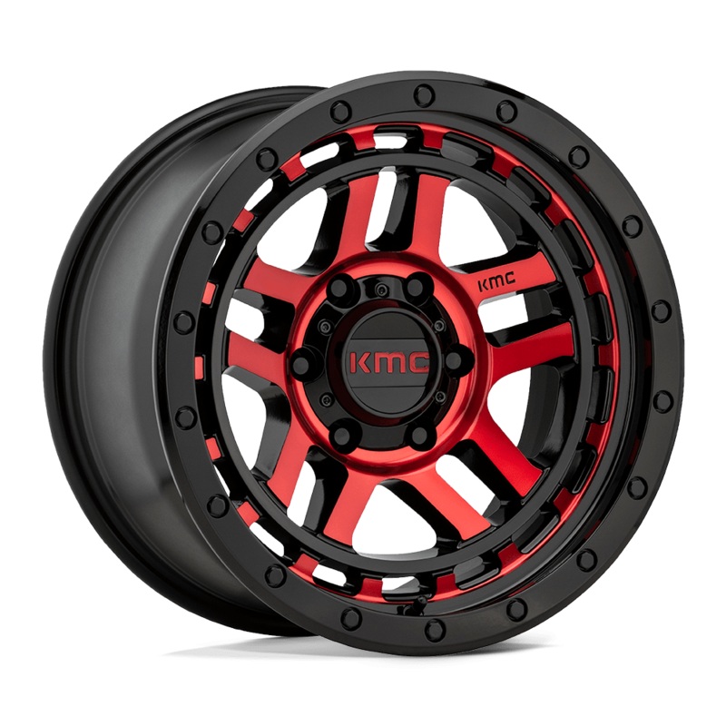 KMC Wheels KM540 Recon 17″ 5×127 Gloss Black Machined With Red Tint