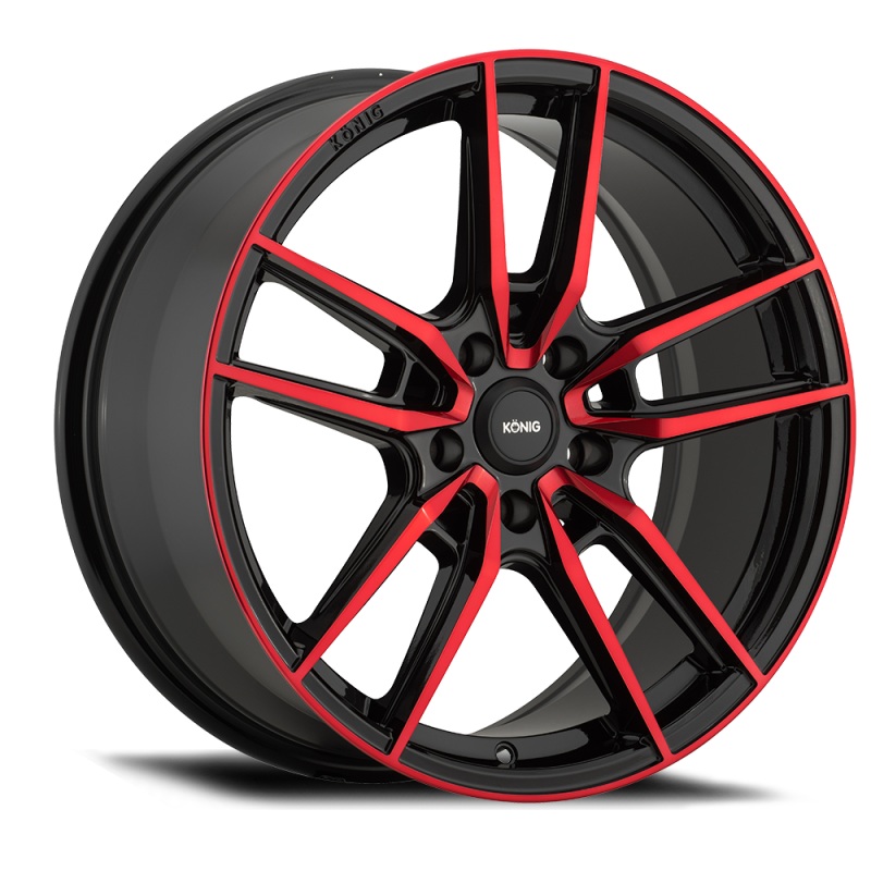 KONIG Myth Wheel – 17×8.0 +43 | 5×100 | Gloss Black w/ Red-Tinted Clearcoat