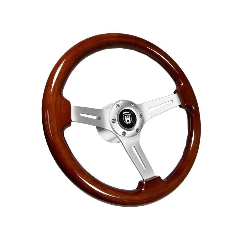 Volkswagen 6-Bolt Steering Wheel Castle Kit | Mahogany Wood / Brushed Alumunum