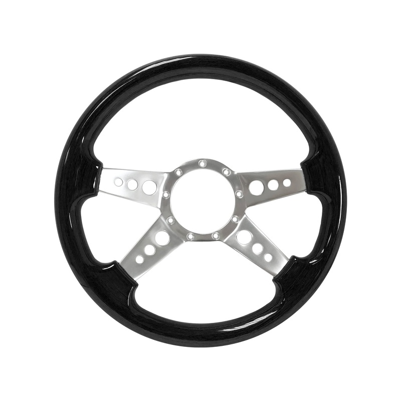 VSW S9 Deluxe Wood Steering Wheel | Black Ash Wood, 4-Spoke w/ Holes | ST3081