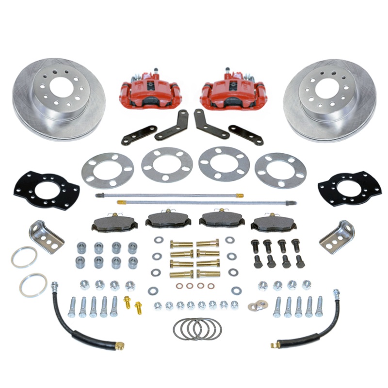 New Direct Fit Rear Drum to Disc Brake Conversion Kit W/Rotors. Red A111-2R