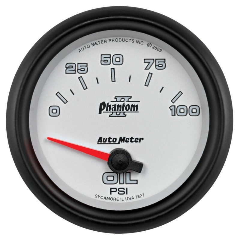 Autometer Phantom II 2 5/8in 0-100 PSI Short Sweep Electronic Oil Pressure Gauge Universal | 7827