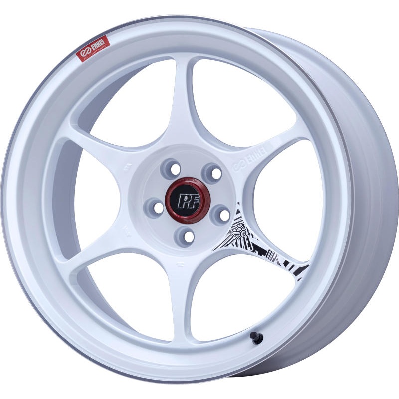 Enkei PF06 18x10in 5×120 BP 25mm Offset 72.5mm Bore White Machined Wheel
