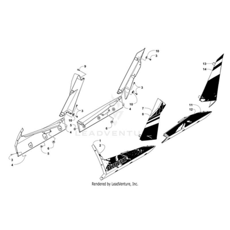 Pillar Decal Fr-Left-(Matte Blk) by Arctic Cat