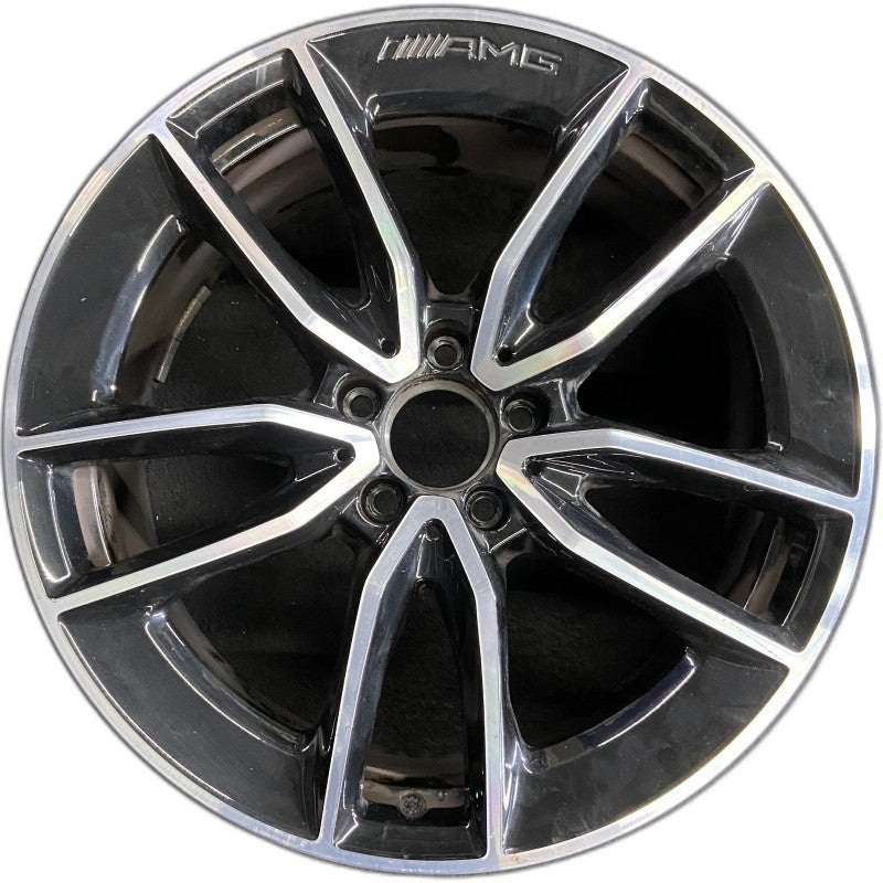 19″ MERCEDES C-CLASS 20-21 205 Type C43 Cvertible 19×8.5 10 spoke machined face with black accent Original OEM Wheel Rim