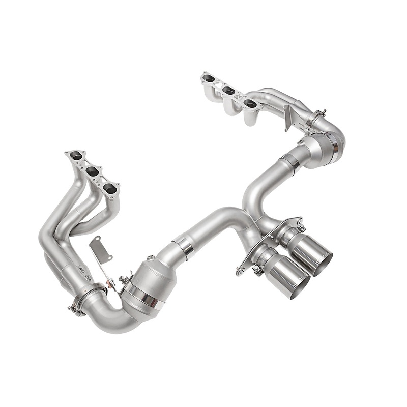 SOUL 2022 Porsche 992 GT3 Catted Exhaust System – 4in Straight Cut Brushed Tips
