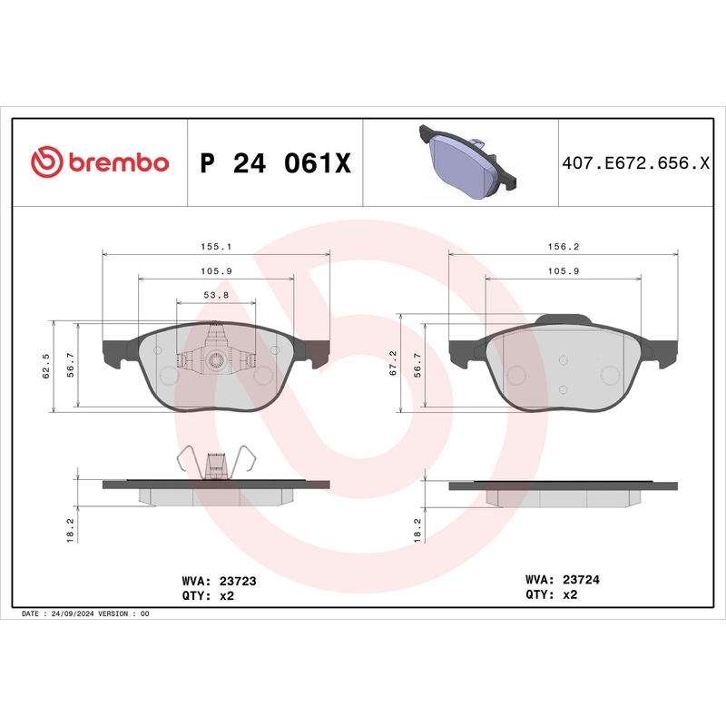 XTRA Low-Met Front Disc Brake Pad Set – P24061X