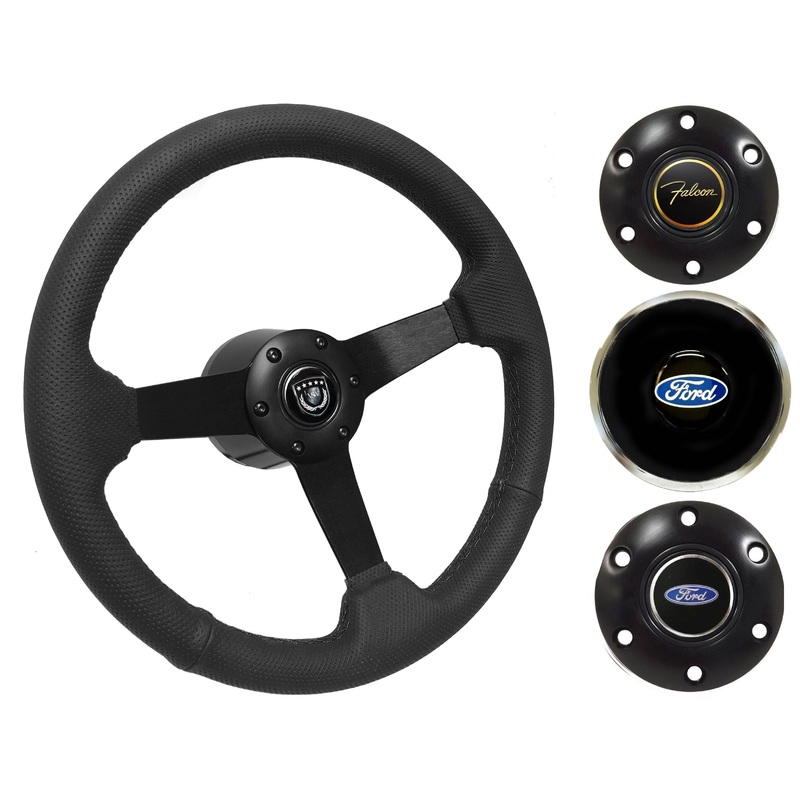 1970 Ford Falcon Steering Wheel Kit | Perforated Black Leather | ST3602BLK