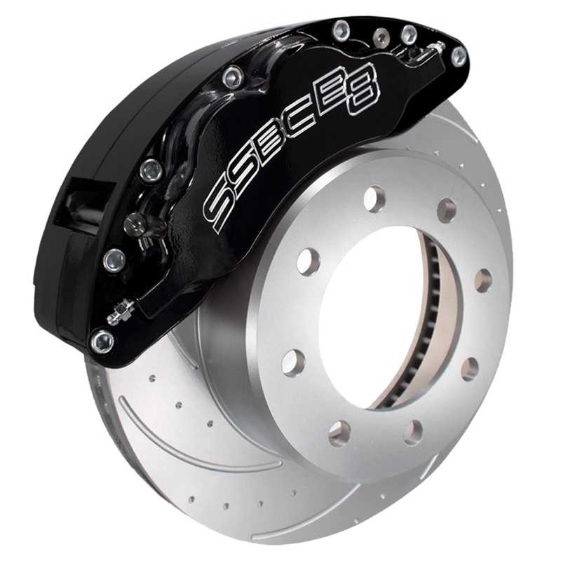 American Made B8-Barbarian 8 Piston Billet Aluminum Direct Fit Rear Disc Brake Kit W/DS Rotors. Black A404-23BLK-DS