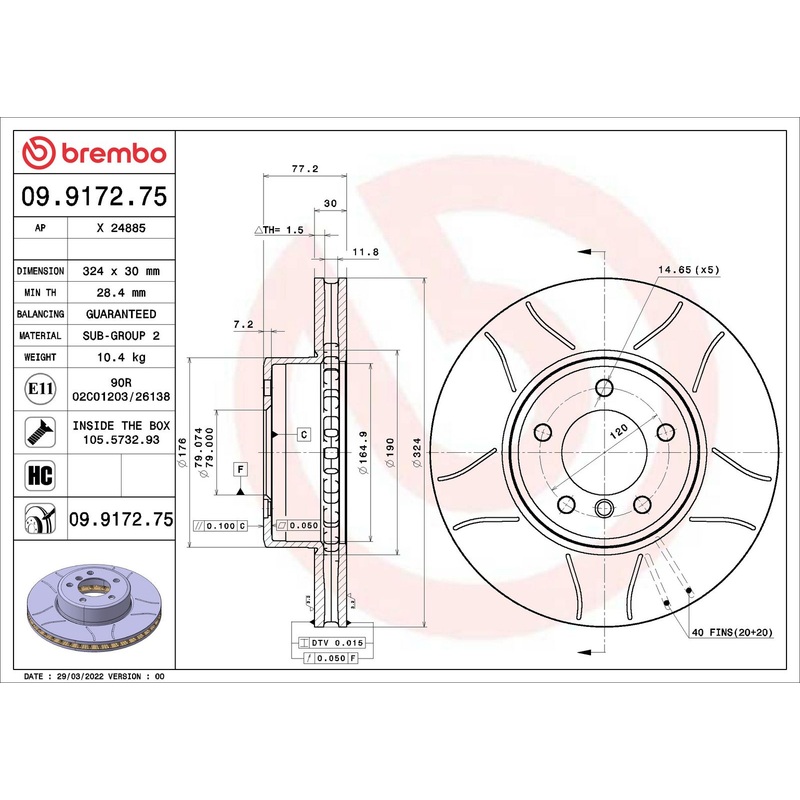 XTRA Max Slotted Front Disc Brake Rotor – 09.9172.75