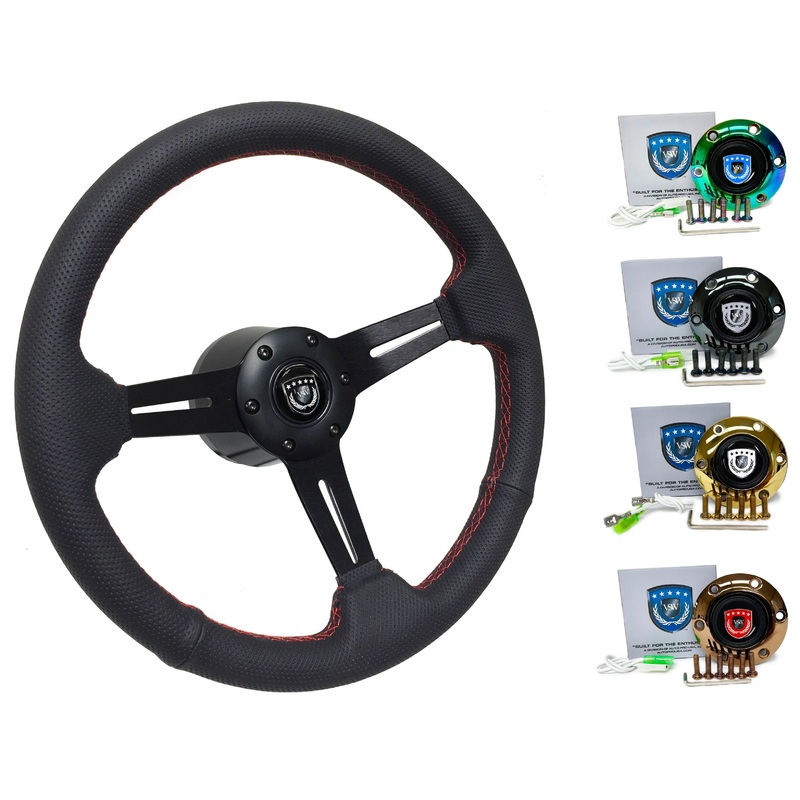 1989-04 Nissan GTR (R32) Steering Wheel Kit | Perforated Black Leather | ST3586RED