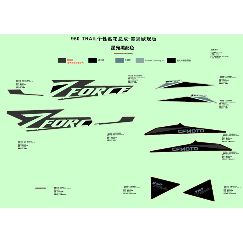 LH Side Door Rear Decal by CF Moto