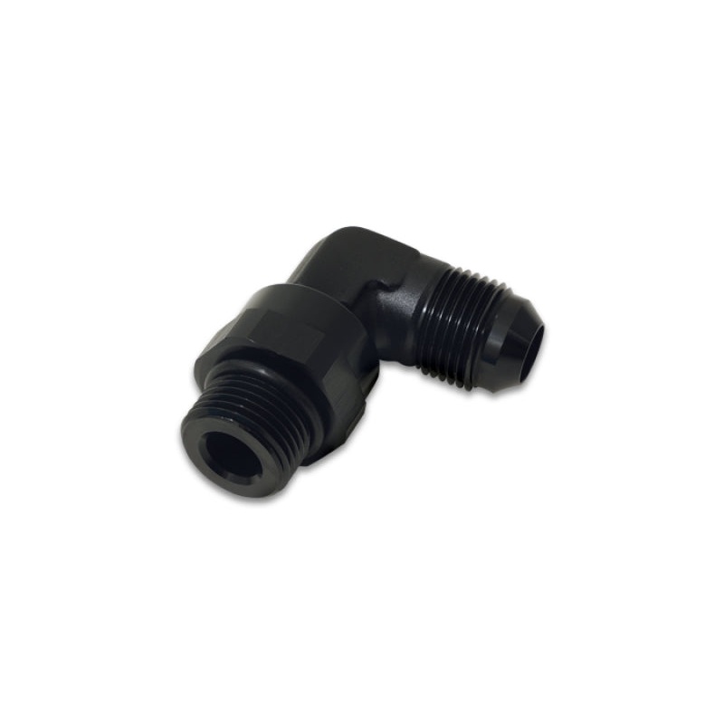 Vibrant -12AN Male Flare to Male -12AN ORB Swivel 90 Degree Adapter Fitting – Anodized Black