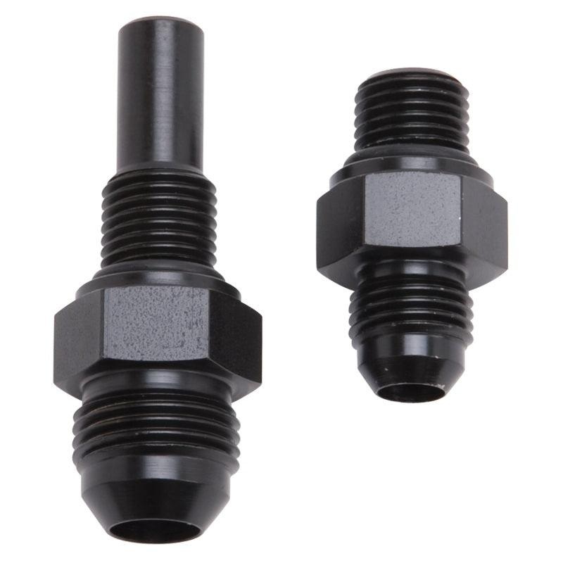 Russell Performance -6 AN to 4L80 Transmission Ports Adapter Fittings (Qty 2) – Black Zinc
