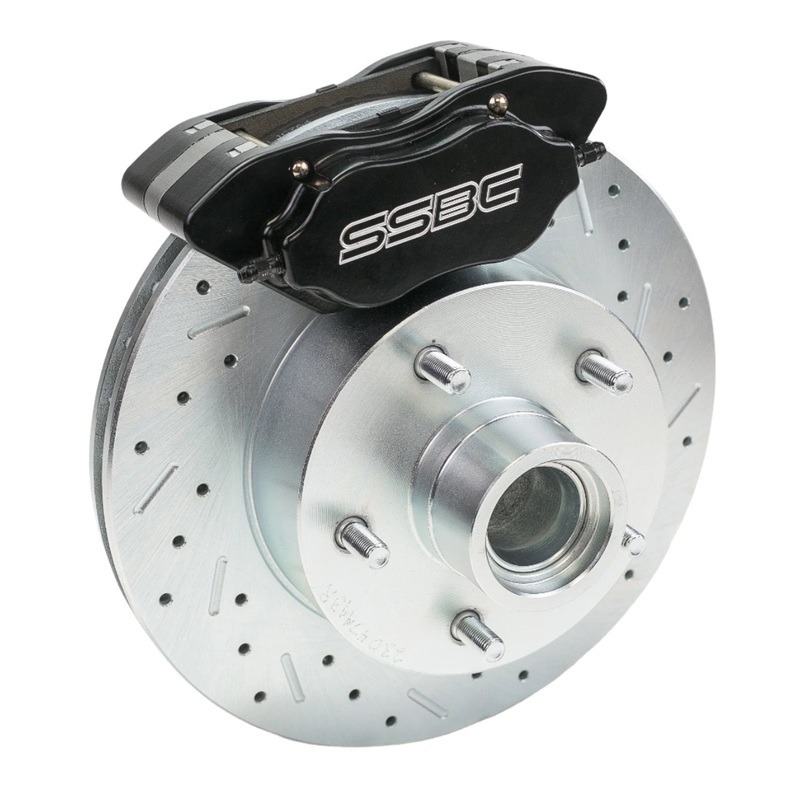 American Made Comp S 4-Piston Billet Aluminum Rear Drum to Disc Brake Conversion Kit W/Rotors. Black W155-5BK