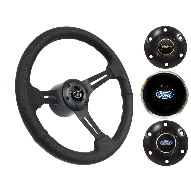 1963-64 Ford Falcon Steering Wheel Kit | Black Leather | ST3060BLK