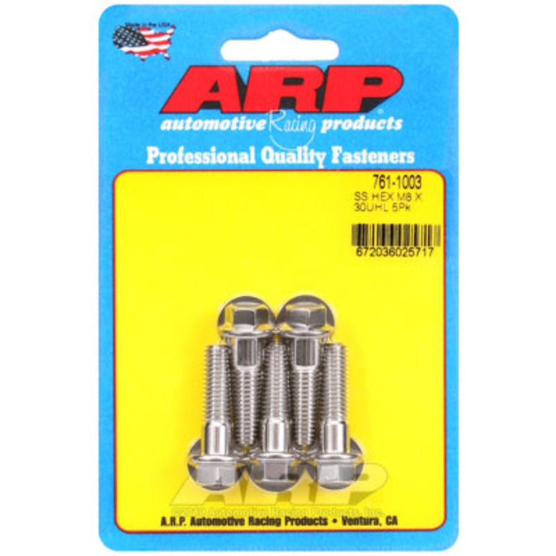 ARP M8 x 1.25 x 30 Hex SS Bolts (5/pkg)