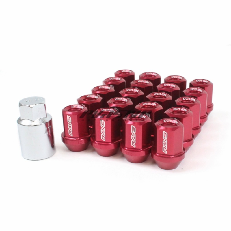 RAYS Dura-Nut L32 Straight Type 12X1.50 Lug Nut Set 16 Lug 4 Lock Set – Red